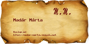 Madár Márta névjegykártya